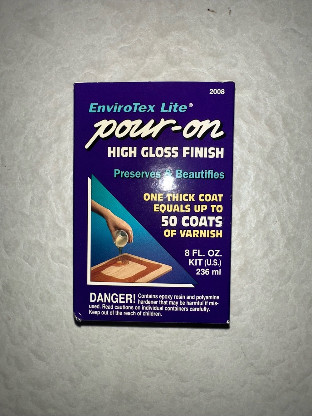 Envirotex Lite Pour-On High Gloss Finish - 8 Ounce Container New Vintage Sealed